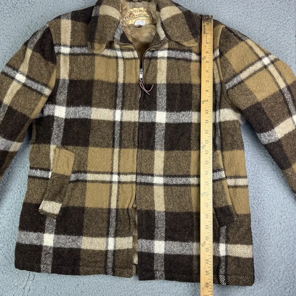 Vintage 60's‎ Bemidji Woolen Mills Wool Buffalo Plaid Mackinaw Jacket Brown 40